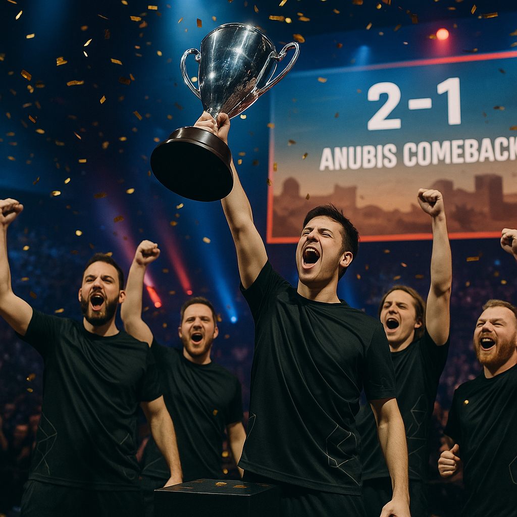 NertZ lifts the trophy with G2 after a 2-1 Anubis comeback, confetti falling and